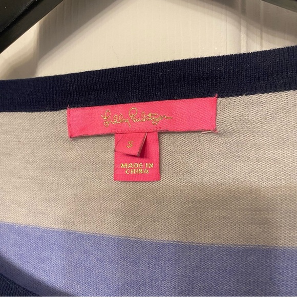Lilly Pulitzer Navy and Gray Striped Top 3/4 sleeve small - Picture 3 of 12
